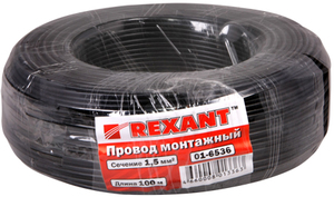 Провод монтажный (автомобильный) 1.5 мм² 100м черный (ПГВА) REXANT