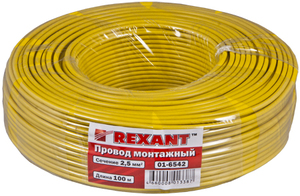 Провод монтажный (автомобильный) 2.5 мм² 100м желтый (ПГВА) REXANT