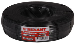 Провод монтажный (автомобильный) 2.5 мм² 100м черный (ПГВА) REXANT