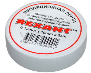 Изолента 19мм х 25м белая REXANT