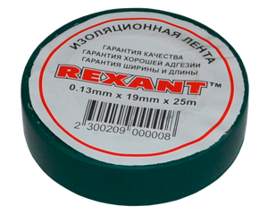 Изолента 19мм х 25м зеленая REXANT