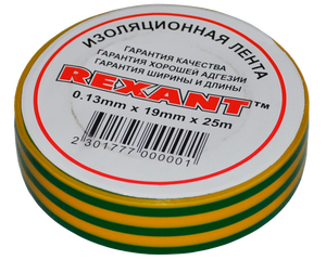 Изолента 19мм х 25м желто-зеленая REXANT